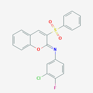 molecular formula C21H13ClFNO3S B2390613 (Z)-3-chloro-4-fluoro-N-(3-(phenylsulfonyl)-2H-chromen-2-ylidene)aniline CAS No. 902469-23-2