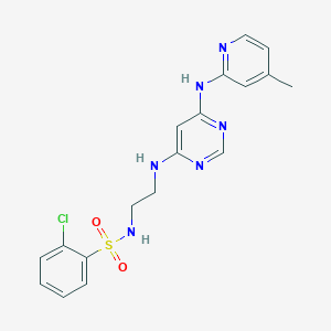 molecular formula C18H19ClN6O2S B2390625 2-chloro-N-(2-((6-((4-methylpyridin-2-yl)amino)pyrimidin-4-yl)amino)ethyl)benzenesulfonamide CAS No. 1428364-83-3