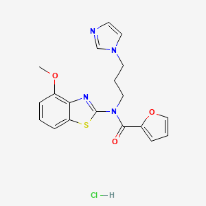 molecular formula C19H19ClN4O3S B2390632 N-(3-(1H-imidazol-1-yl)propyl)-N-(4-methoxybenzo[d]thiazol-2-yl)furan-2-carboxamide hydrochloride CAS No. 1216675-52-3