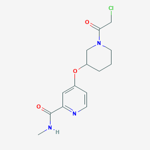 molecular formula C14H18ClN3O3 B2390639 4-[1-(2-Chloroacetyl)piperidin-3-yl]oxy-N-methylpyridine-2-carboxamide CAS No. 2411278-59-4