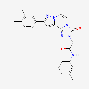 molecular formula C25H24N6O2 B2390646 N-(3,5-dimethylphenyl)-2-[11-(3,4-dimethylphenyl)-5-oxo-3,4,6,9,10-pentazatricyclo[7.3.0.02,6]dodeca-1(12),2,7,10-tetraen-4-yl]acetamide CAS No. 1207034-90-9
