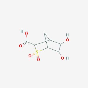 molecular formula C7H10O6S B2390657 5,6-Dihydroxy-2,2-dioxo-2lambda6-thiabicyclo[2.2.1]heptane-3-carboxylic acid CAS No. 2470440-16-3