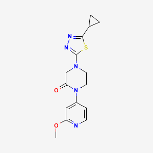 molecular formula C15H17N5O2S B2390660 4-(5-Cyclopropyl-1,3,4-thiadiazol-2-yl)-1-(2-methoxypyridin-4-yl)piperazin-2-one CAS No. 2415564-83-7
