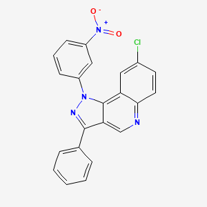 molecular formula C22H13ClN4O2 B2390662 8-chloro-1-(3-nitrophenyl)-3-phenyl-1H-pyrazolo[4,3-c]quinoline CAS No. 901263-81-8