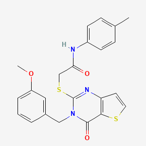 molecular formula C23H21N3O3S2 B2390665 2-{[3-(3-methoxybenzyl)-4-oxo-3,4-dihydrothieno[3,2-d]pyrimidin-2-yl]sulfanyl}-N-(4-methylphenyl)acetamide CAS No. 1252913-52-2