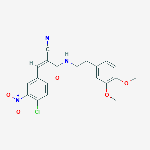 molecular formula C20H18ClN3O5 B2390668 (Z)-3-(4-Chloro-3-nitrophenyl)-2-cyano-N-[2-(3,4-dimethoxyphenyl)ethyl]prop-2-enamide CAS No. 479038-18-1