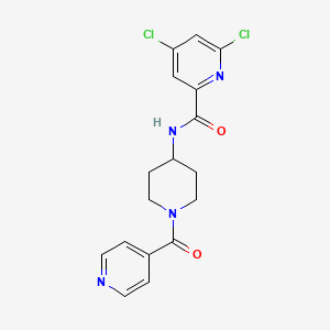 molecular formula C17H16Cl2N4O2 B2390669 4,6-dichloro-N-[1-(pyridine-4-carbonyl)piperidin-4-yl]pyridine-2-carboxamide CAS No. 1797273-96-1