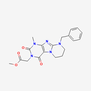 molecular formula C19H21N5O4 B2390671 methyl 2-(9-benzyl-1-methyl-2,4-dioxo-7,8-dihydro-6H-purino[7,8-a]pyrimidin-3-yl)acetate CAS No. 849912-70-5