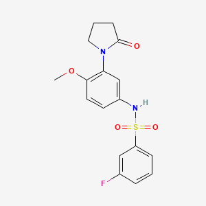 molecular formula C17H17FN2O4S B2390677 3-fluoro-N-(4-methoxy-3-(2-oxopyrrolidin-1-yl)phenyl)benzenesulfonamide CAS No. 941872-34-0