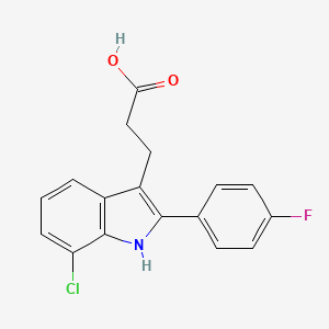 molecular formula C17H13ClFNO2 B2390680 3-[7-chloro-2-(4-fluorophenyl)-1H-indol-3-yl]propanoic acid CAS No. 2138128-08-0