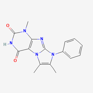 molecular formula C16H15N5O2 B2390688 1,6,7-トリメチル-8-フェニル-1H-イミダゾ[2,1-f]プリン-2,4(3H,8H)-ジオン CAS No. 332384-39-1