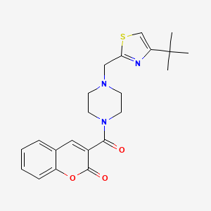 molecular formula C22H25N3O3S B2390697 3-(4-((4-(tert-butyl)thiazol-2-yl)methyl)piperazine-1-carbonyl)-2H-chromen-2-one CAS No. 1105222-34-1