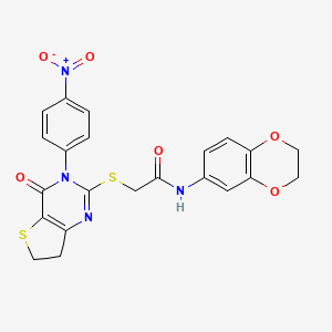 N-(2,3-dihydrobenzo[b][1,4]dioxin-6-yl)-2-((3-(4-nitrophenyl)-4-oxo-3,4,6,7-tetrahydrothieno[3,2-d]pyrimidin-2-yl)thio)acetamide