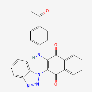 molecular formula C24H16N4O3 B2390701 2-((4-acetylphenyl)amino)-3-(1H-benzo[d][1,2,3]triazol-1-yl)naphthalene-1,4-dione CAS No. 714935-87-2