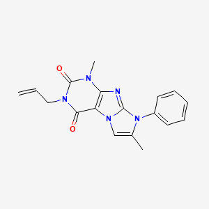 molecular formula C18H17N5O2 B2390704 4,7-Dimethyl-6-phenyl-2-prop-2-enylpurino[7,8-a]imidazole-1,3-dione CAS No. 887463-74-3