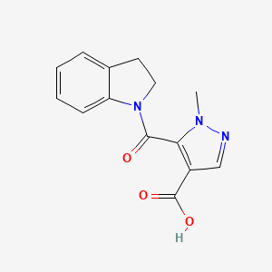 molecular formula C14H13N3O3 B2390707 5-(2,3-dihydro-1H-indol-1-ylcarbonyl)-1-methyl-1H-pyrazole-4-carboxylic acid CAS No. 1006476-71-6