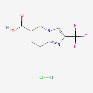molecular formula C9H10ClF3N2O2 B2390715 2-(Trifluoromethyl)-5,6,7,8-tetrahydroimidazo[1,2-a]pyridine-6-carboxylic acid;hydrochloride CAS No. 2247104-35-2