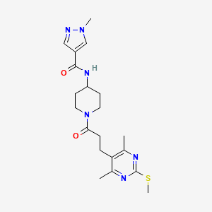 N-(1-{3-[4,6-dimethyl-2-(methylsulfanyl)pyrimidin-5-yl]propanoyl}piperidin-4-yl)-1-methyl-1H-pyrazole-4-carboxamide