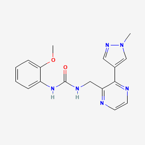 molecular formula C17H18N6O2 B2390736 1-(2-methoxyphenyl)-3-((3-(1-methyl-1H-pyrazol-4-yl)pyrazin-2-yl)methyl)urea CAS No. 2034614-20-3