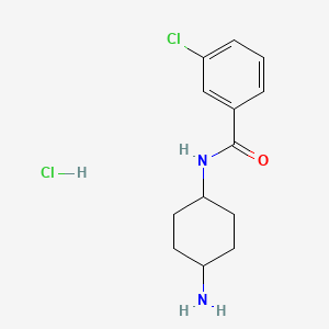 molecular formula C13H18Cl2N2O B2390738 N-[(1R*,4R*)-4-Aminocyclohexyl]-3-chlorobenzamide hydrochloride CAS No. 1286275-79-3