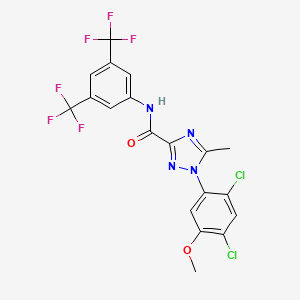 molecular formula C19H12Cl2F6N4O2 B2390740 N-[3,5-bis(trifluoromethyl)phenyl]-1-(2,4-dichloro-5-methoxyphenyl)-5-methyl-1H-1,2,4-triazole-3-carboxamide CAS No. 339099-57-9