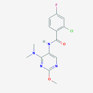 2-chloro-N-(4-(dimethylamino)-2-methoxypyrimidin-5-yl)-4-fluorobenzamide