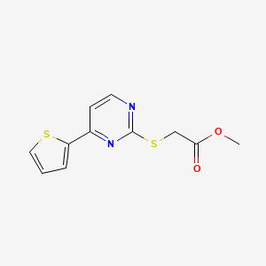 molecular formula C11H10N2O2S2 B2390753 Methyl 2-{[4-(2-thienyl)-2-pyrimidinyl]sulfanyl}acetate CAS No. 439110-67-5