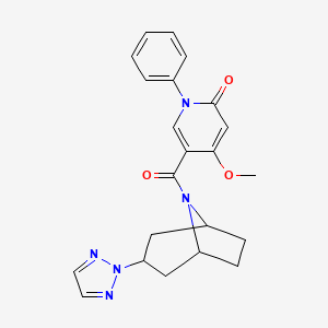 molecular formula C22H23N5O3 B2390759 5-((1R,5S)-3-(2H-1,2,3-triazol-2-yl)-8-azabicyclo[3.2.1]octane-8-carbonyl)-4-methoxy-1-phenylpyridin-2(1H)-one CAS No. 2180010-25-5