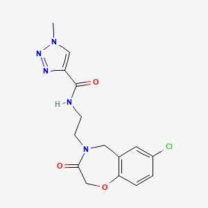 molecular formula C15H16ClN5O3 B2390764 N-(2-(7-chloro-3-oxo-2,3-dihydrobenzo[f][1,4]oxazepin-4(5H)-yl)ethyl)-1-methyl-1H-1,2,3-triazole-4-carboxamide CAS No. 1903164-80-6