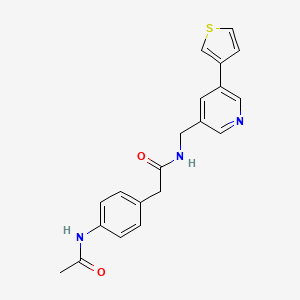 2-(4-acetamidophenyl)-N-((5-(thiophen-3-yl)pyridin-3-yl)methyl)acetamide