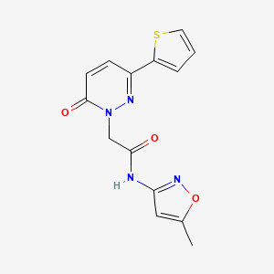 molecular formula C14H12N4O3S B2390768 N-(5-methyl-1,2-oxazol-3-yl)-2-[6-oxo-3-(thiophen-2-yl)pyridazin-1(6H)-yl]acetamide CAS No. 879037-09-9
