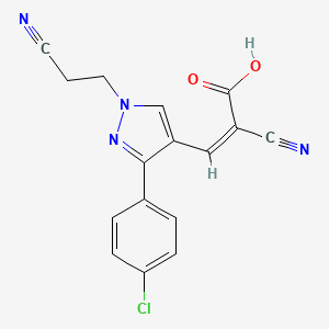 molecular formula C16H11ClN4O2 B2390787 (Z)-3-[3-(4-chlorophenyl)-1-(2-cyanoethyl)pyrazol-4-yl]-2-cyanoprop-2-enoic acid CAS No. 1006493-14-6