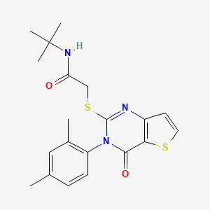 molecular formula C20H23N3O2S2 B2390792 N-tert-butyl-2-{[3-(2,4-dimethylphenyl)-4-oxo-3,4-dihydrothieno[3,2-d]pyrimidin-2-yl]sulfanyl}acetamide CAS No. 1260938-14-4