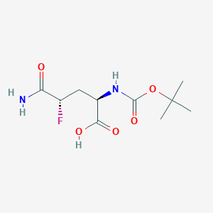 molecular formula C10H17FN2O5 B2390799 (2R,4S)-5-Amino-4-fluoro-2-[(2-methylpropan-2-yl)oxycarbonylamino]-5-oxopentanoic acid CAS No. 2470279-61-7