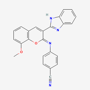 molecular formula C24H16N4O2 B2390800 4-{[(2Z)-3-(1H-1,3-benzodiazol-2-yl)-8-methoxy-2H-chromen-2-ylidene]amino}benzonitrile CAS No. 313954-48-2