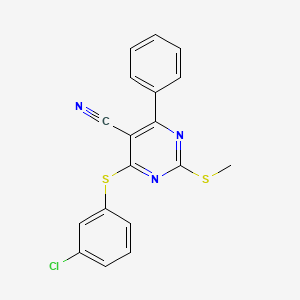 4-[(3-Chlorophenyl)sulfanyl]-2-(methylsulfanyl)-6-phenyl-5-pyrimidinecarbonitrile