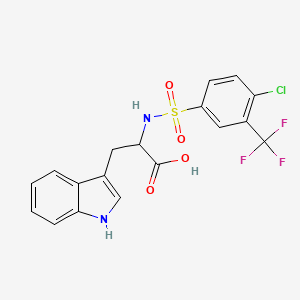 molecular formula C18H14ClF3N2O4S B2390813 2-[4-chloro-3-(trifluoromethyl)benzenesulfonamido]-3-(1H-indol-3-yl)propanoic acid CAS No. 1009272-85-8