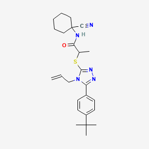 molecular formula C25H33N5OS B2390825 2-[[5-(4-tert-butylphenyl)-4-prop-2-enyl-1,2,4-triazol-3-yl]sulfanyl]-N-(1-cyanocyclohexyl)propanamide CAS No. 878086-25-0