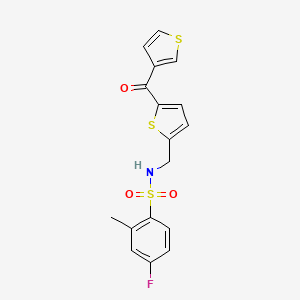 4-fluoro-2-methyl-N-((5-(thiophene-3-carbonyl)thiophen-2-yl)methyl)benzenesulfonamide