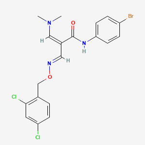 molecular formula C19H18BrCl2N3O2 B2390830 N-(4-bromophenyl)-2-({[(2,4-dichlorobenzyl)oxy]imino}methyl)-3-(dimethylamino)acrylamide CAS No. 320417-96-7
