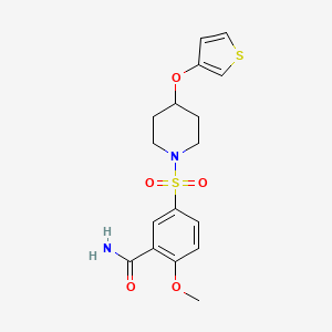 2-Methoxy-5-((4-(thiophen-3-yloxy)piperidin-1-yl)sulfonyl)benzamide