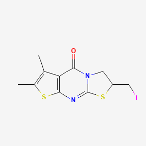 molecular formula C11H11IN2OS2 B2390838 2-(iodomethyl)-6,7-dimethyl-2H-thiazolo[3,2-a]thieno[2,3-d]pyrimidin-5(3H)-one CAS No. 500266-40-0