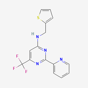 molecular formula C15H11F3N4S B2390850 2-(2-pyridinyl)-N-(2-thienylmethyl)-6-(trifluoromethyl)-4-pyrimidinamine CAS No. 338754-29-3