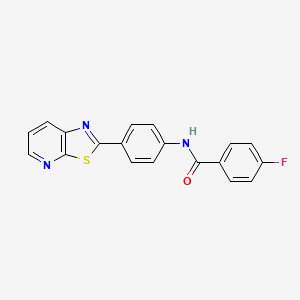 molecular formula C19H12FN3OS B2390860 4-fluoro-N-(4-(thiazolo[5,4-b]pyridin-2-yl)phenyl)benzamide CAS No. 863588-65-2
