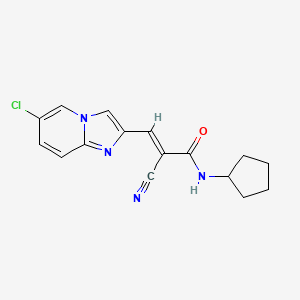 molecular formula C16H15ClN4O B2390867 (E)-3-(6-Chloroimidazo[1,2-a]pyridin-2-yl)-2-cyano-N-cyclopentylprop-2-enamide CAS No. 1424625-21-7