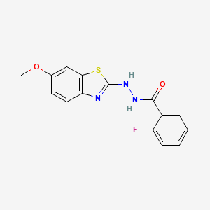 molecular formula C15H12FN3O2S B2390869 2-fluoro-N'-(6-methoxy-1,3-benzothiazol-2-yl)benzohydrazide CAS No. 851979-89-0
