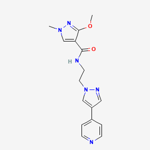 molecular formula C16H18N6O2 B2390870 3-methoxy-1-methyl-N-{2-[4-(pyridin-4-yl)-1H-pyrazol-1-yl]ethyl}-1H-pyrazole-4-carboxamide CAS No. 2034372-02-4