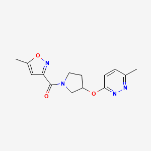 molecular formula C14H16N4O3 B2390874 (5-Methylisoxazol-3-yl)(3-((6-methylpyridazin-3-yl)oxy)pyrrolidin-1-yl)methanone CAS No. 2034444-12-5