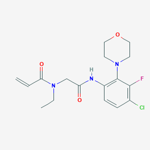 molecular formula C17H21ClFN3O3 B2390877 N-[2-(4-Chloro-3-fluoro-2-morpholin-4-ylanilino)-2-oxoethyl]-N-ethylprop-2-enamide CAS No. 2361761-49-9