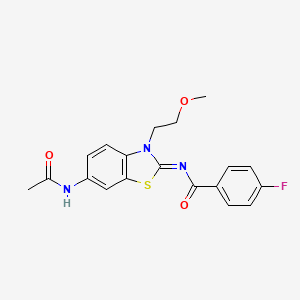 N-[6-acetamido-3-(2-methoxyethyl)-1,3-benzothiazol-2-ylidene]-4-fluorobenzamide